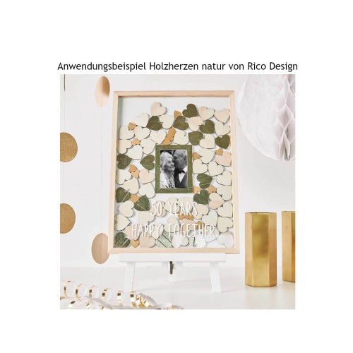 Dekorationsbeispiel Holzherzen natur von Rico Design