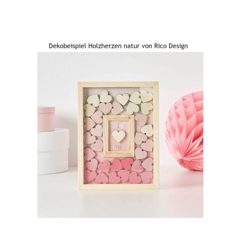 Beispieldekoration von Rico Design Holzherzen natur
