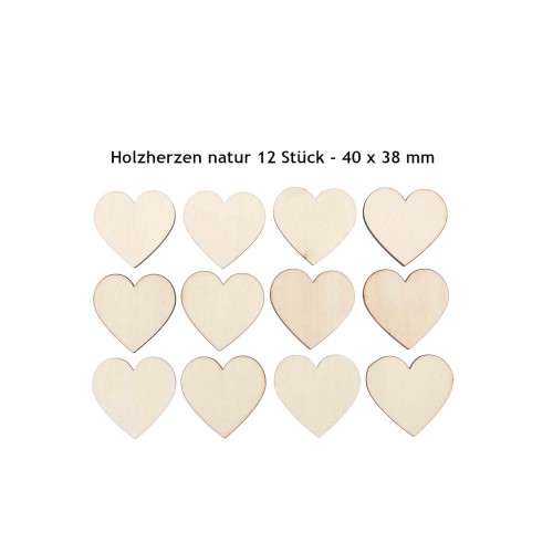 Herzen Holz 40 x 38 mm