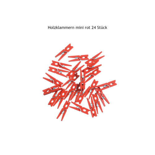 Holzklammern 24 Stück mini rot