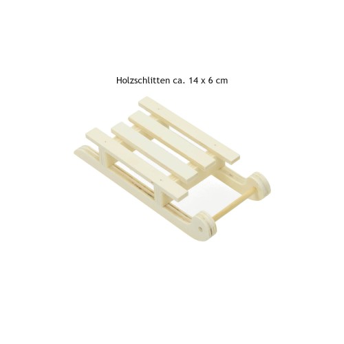 Miniatur Holzsschlitten 14 x 6 cm
