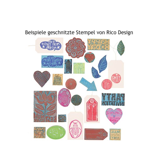 Stempelbeispiele selbstgeschnitzt von Rico Design