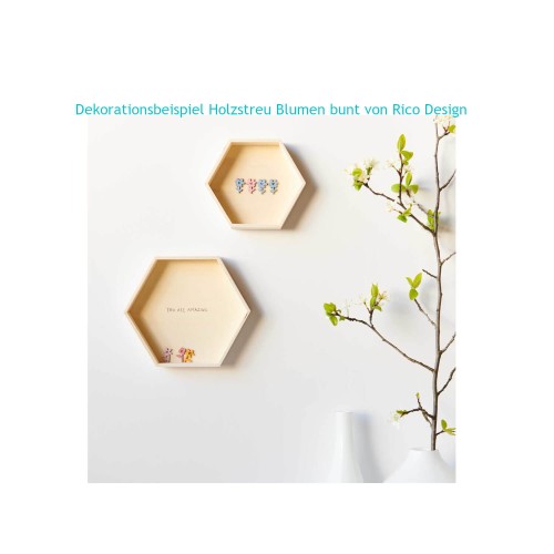 Dekobeispiel Holzstreu Blumen bunt von Rico Design
