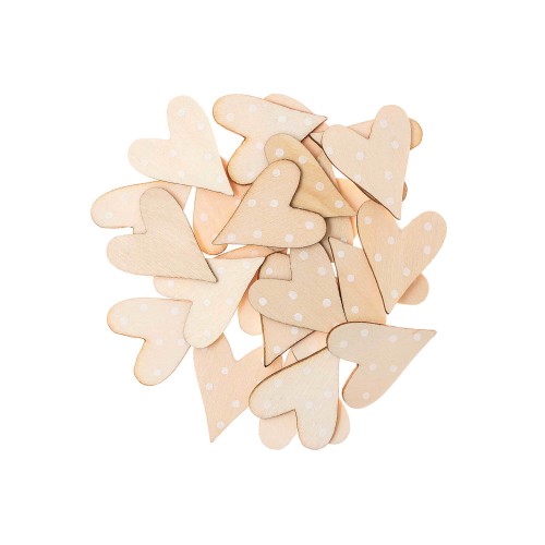 Holzstreu Herzen natur weiß 24 Stück von Rico Design