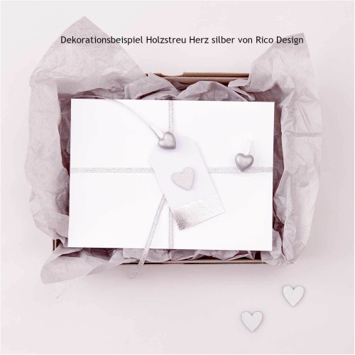 Dekorationsbeispiel Holzstreu Herz silber von RicoDesign