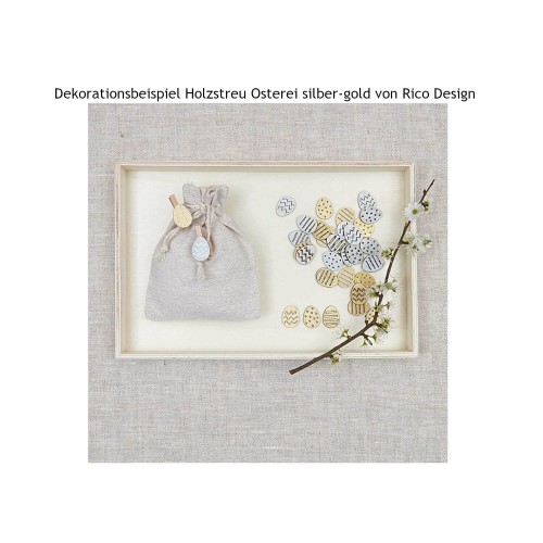Dekorationsbeispiel Holzstreu Osterei silber-gold von Rico Design