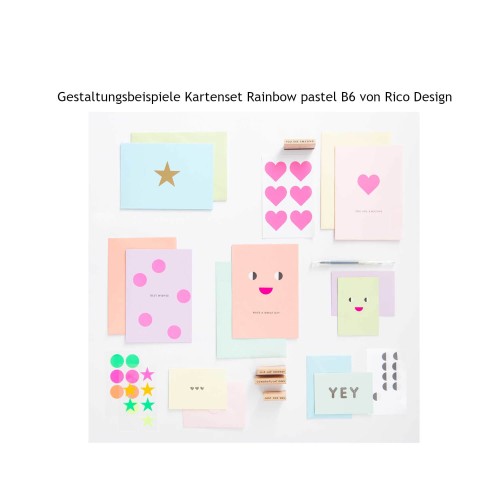Gestaltungsbeispiele Kartenset Rainbow pastel von Rico Design