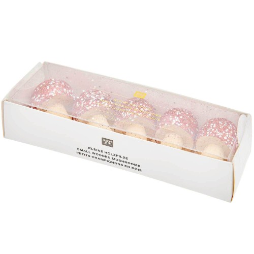 Verpackte kleine Holzpilze Glitter-Irisierend rot