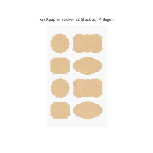 Paper Poetry Kraftpapier Sticker Etiketten 32 Stück