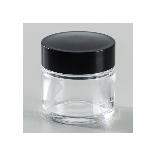 Leerglas mit schwarzem Kunststoffdeckel