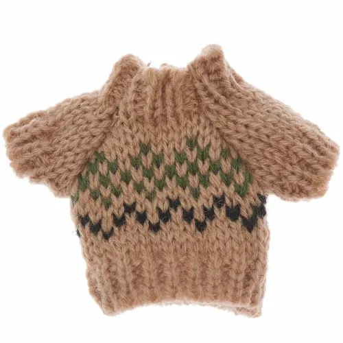 Mini-Strickpullover für Wichtel im Norweger-Stil, vergrößerte Darstellung des ca. 7 x 5 cm großen Miniaturpullovers