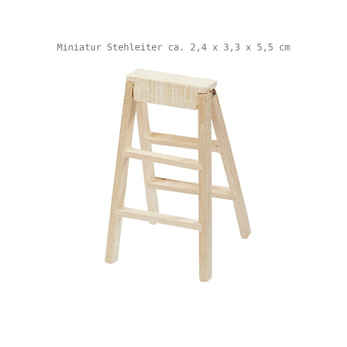 Miniatur Stehleiter 24 x 33 x 55 mm aus Holz