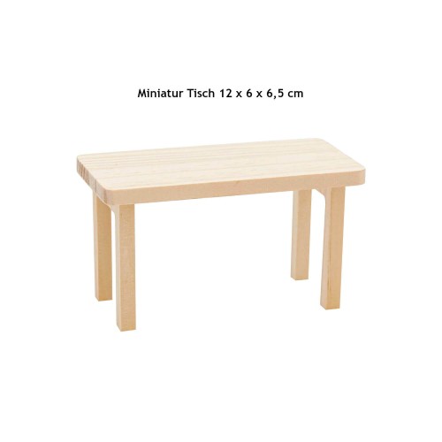 Minitisch 12 x 6 x 6,5 cm Kiefernholz