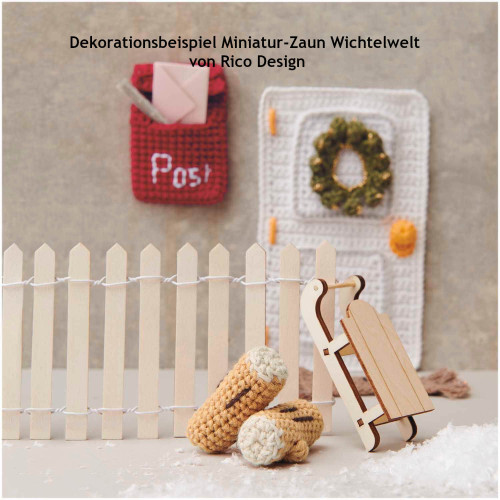 Dekorationsbeispiel Wichtelwelt mit Mini-Zaun von Rico Design