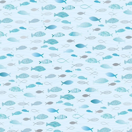 Detailansicht Motivkarton Fische hellblau von HEYDA