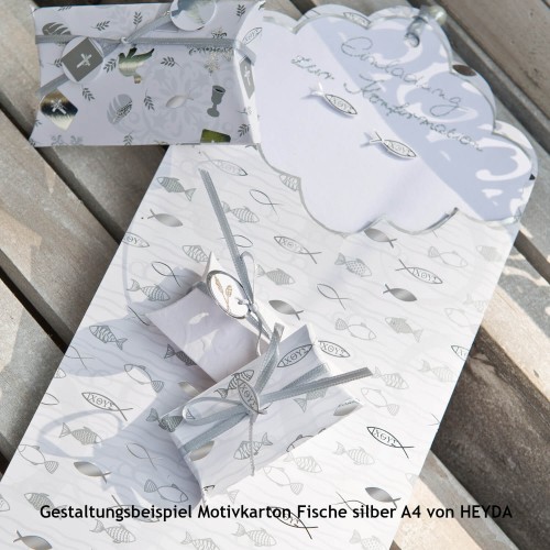 Anwendungsbeispiel Motivkarton Fische silber von HEYDA