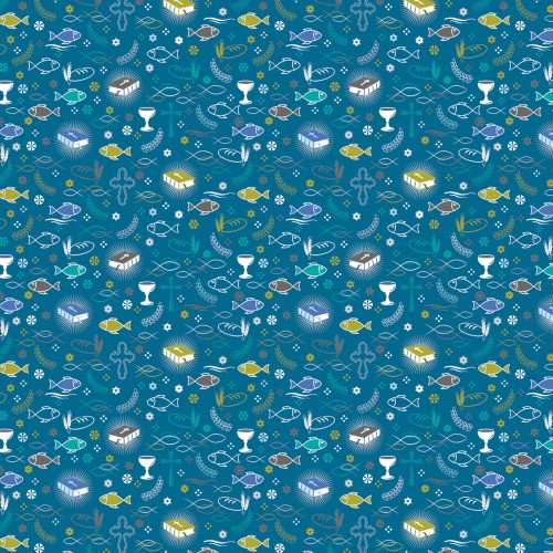 Detailansicht Motivkarton christliche Motive blau