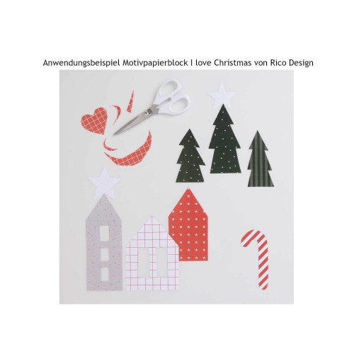 Anwendungsbeispiel Motivpapierblock I love Christmas classic