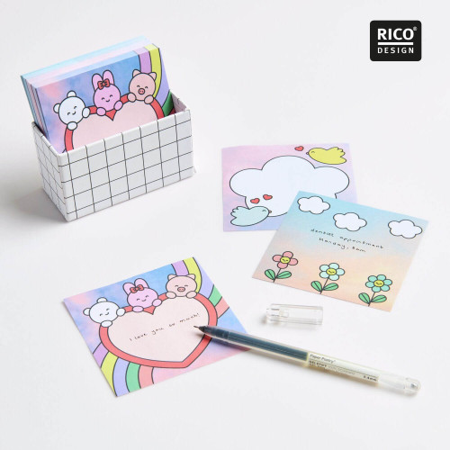 Notizzettel-Box Chingu 9x9 cm - 150 Blatt in 3 Designs mit stabiler Aufbewahrungsbox