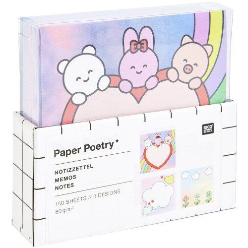 Notizzettel-Box Chingu 9x9 cm - 150 Blatt in 3 Designs mit stabiler Aufbewahrungsbox