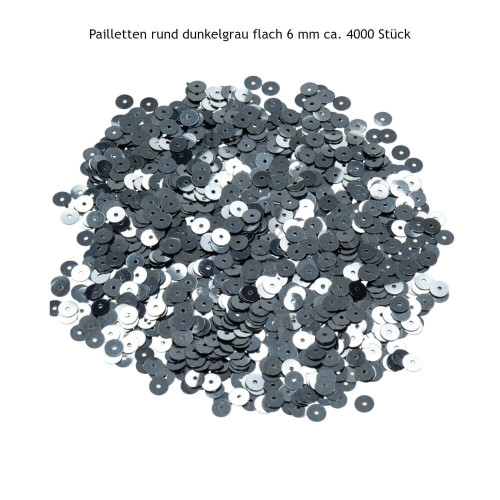 Pailletten flach 6 mm dunkelgrau – circa 4000 Stück