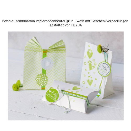 Kombi-Möglichkeiten Bodenbeutel grün-weiß und andere Geschenkverpackungen