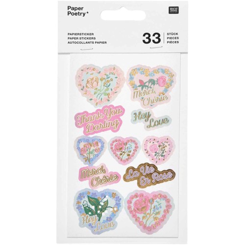 Papiersticker La Vie en Rose 33 Stück