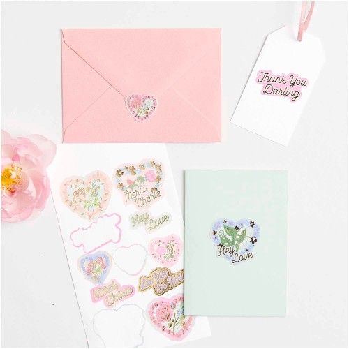 Anwendungsbeispiele Papiersticker La Vie en Rose 33 Stück