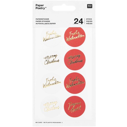 Papiersticker Merry Christmas 24 Stück