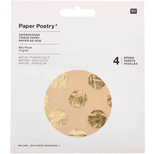 Seidenpapier natur Punkte goldfarben 4 Bogen