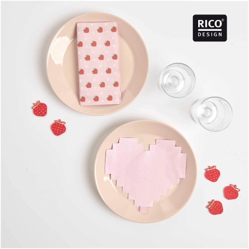 Dekorationsbeispiel Servietten Pixel Herz rosa von Rico Design