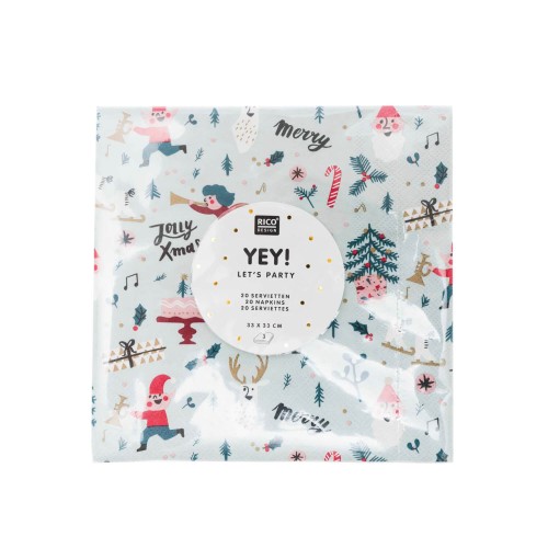 YEY! Let's Party Serviette Jolly Weihnachten rot Rico Design