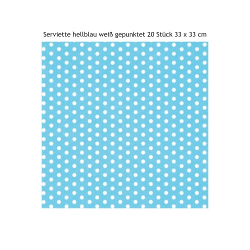 gepunktete Serviette hellblau 20 Stück