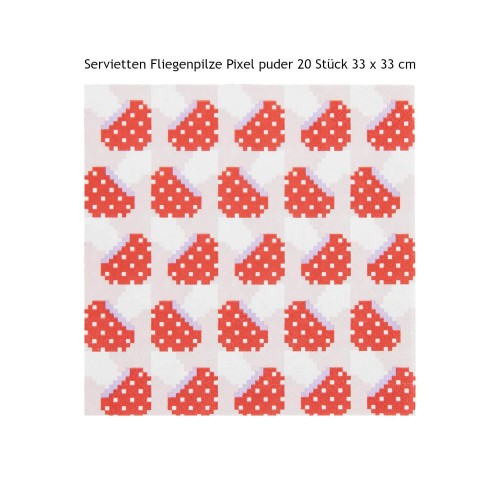 Servietten Fliegenpilz Pixel Puder 20 Stück