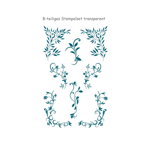 Silikonstempel florale Schnörkel 8-teilig transparent