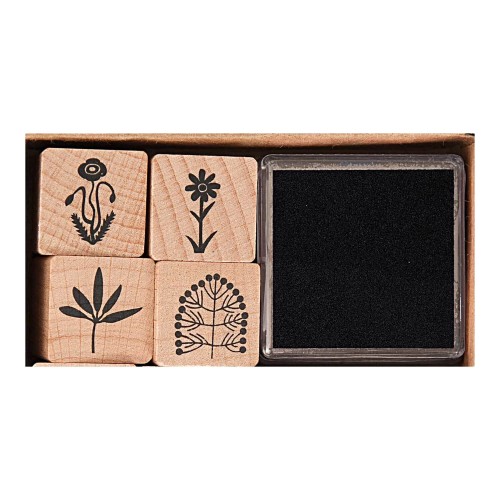 Blumenstempel Holz mit Stempelkissen Detailansicht