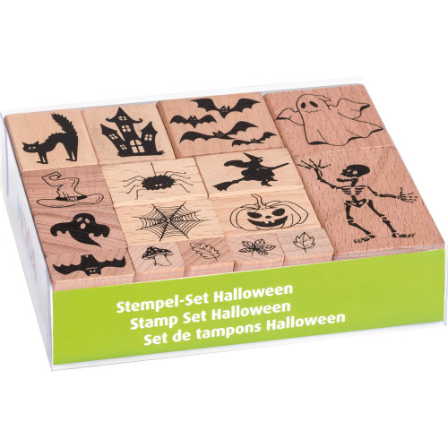 Halloween Stempelset Holz 16-teilig