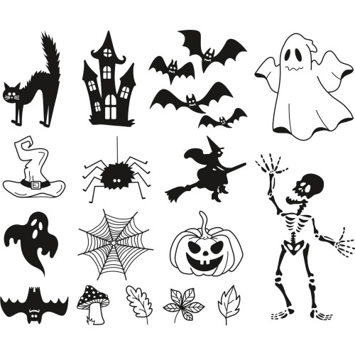 Motivabbildungen von Holzstempel-Set Halloween