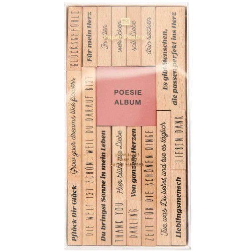Stempelset La Vie en Rose Poesiealbum 20-teilig inklusive Stempelkissen