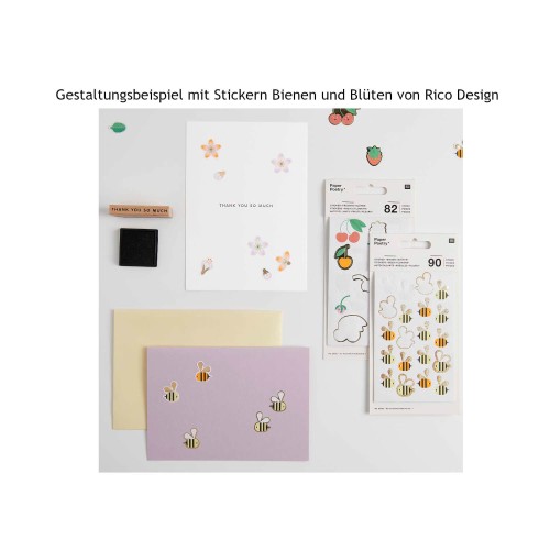 Anwendungsbeispiel Sticker Bienen und Blüten von Rico Design