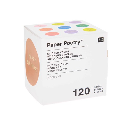 Stickerpackung mit 120 Stück Aufschrift Happy Birthday