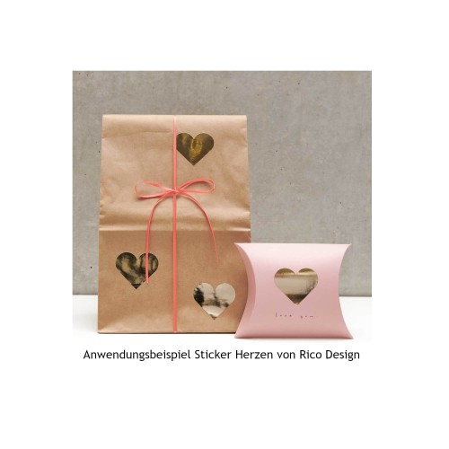 Dekorationsbeispiel Sticker Herzen von Rico Design