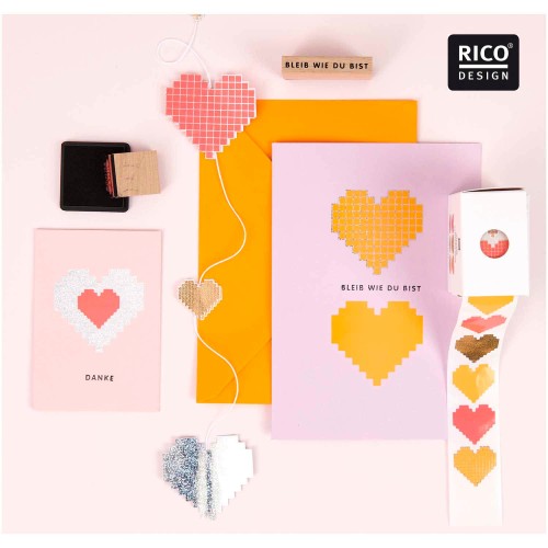 Kombinationsmöglichkeiten mit Paper Poetry Sticker Herzen Pixel