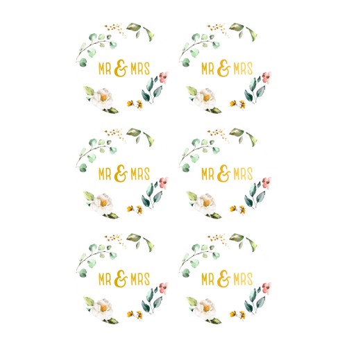 Sticker Mr & Mrs rund