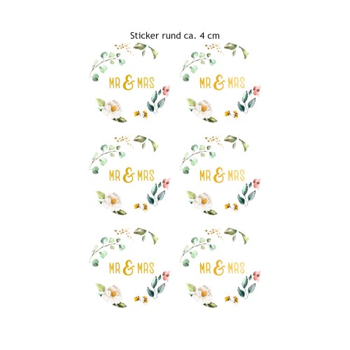 Sticker Mr & Mrs 4 Blatt 4 cm