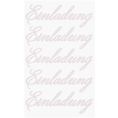 Stickerschrift Einladung Glitter weiß Detailansicht