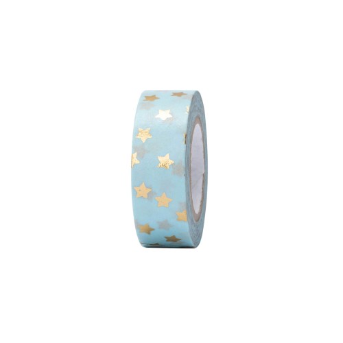 Klebeband hellblau mit goldenen Sternchen von Rico Design