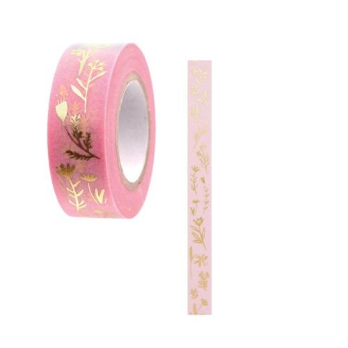 Klebeband Streublumen rosa goldfarben