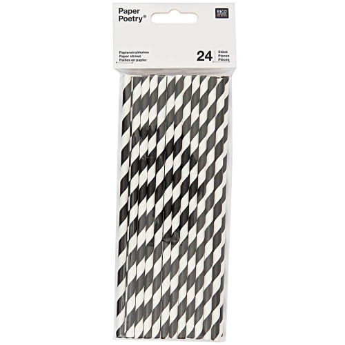 Paper Poetry Papierstrohhalme weiß schwarz