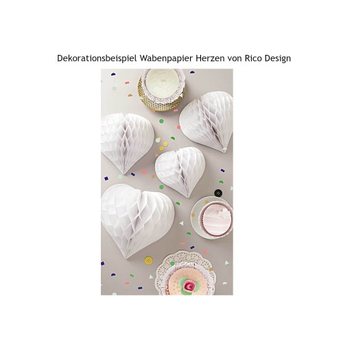 Dekorationsbeispiel Herzen Wabenpapier von Rico Design